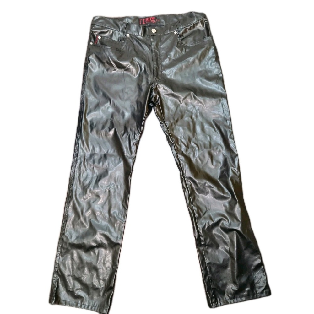 Tripp NYC men's black faux leather Y2K-style pants Men's Size 34×33